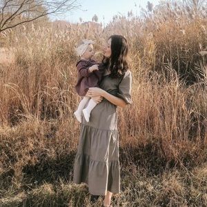 Olive green midi dress